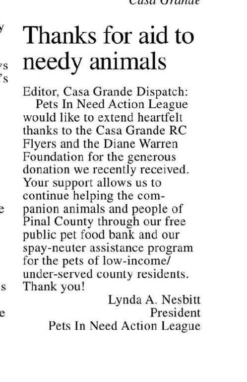 Casa Grande Dispath Letter To Editor On 12/28/19