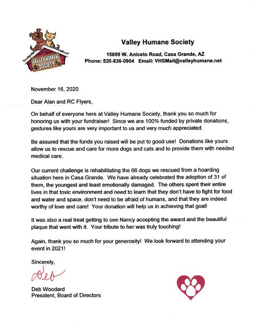Thank You From The Valley Humane Society